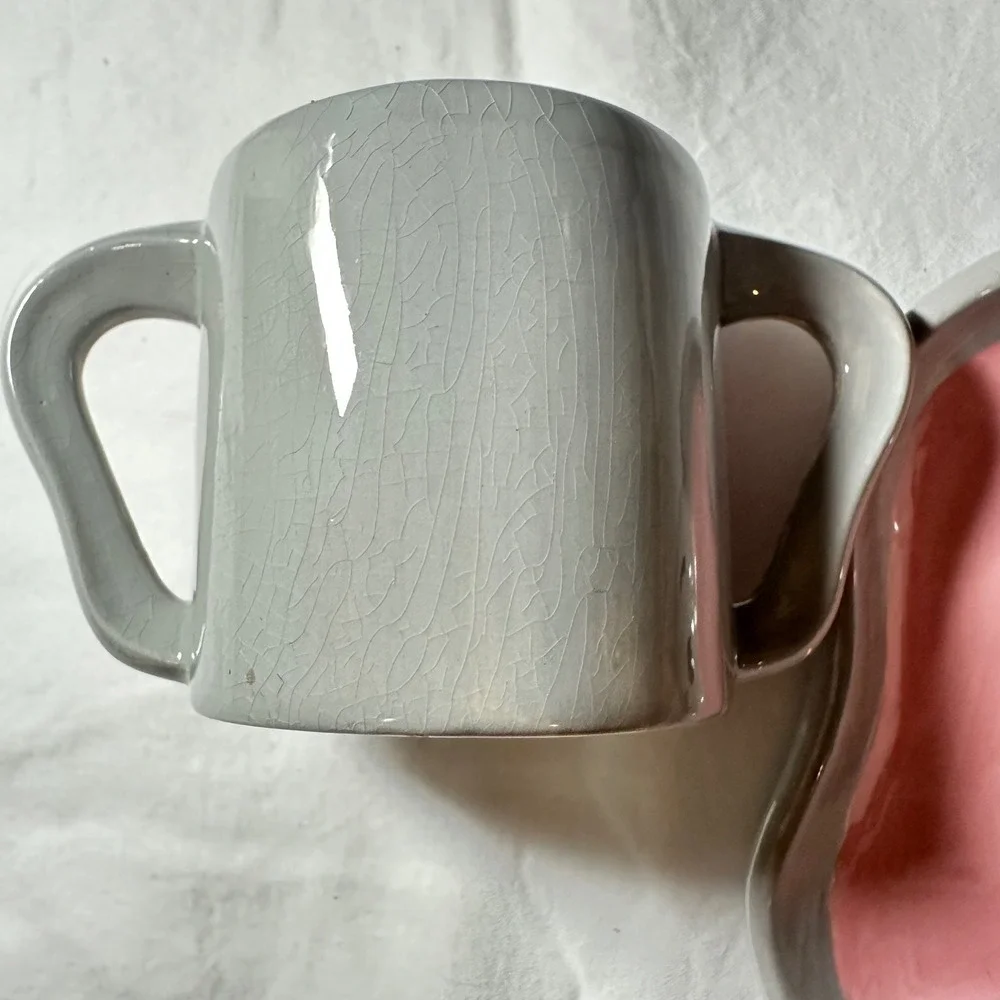 Vintage Holland Mold Elephant Mug and Plate Set Grey Pink Good Ceramic Nostalgia